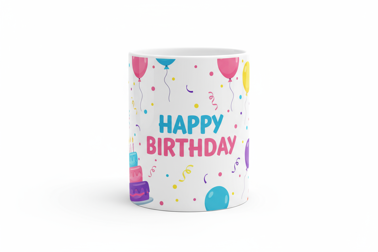 11oz ceramic white mug with printing birthday design