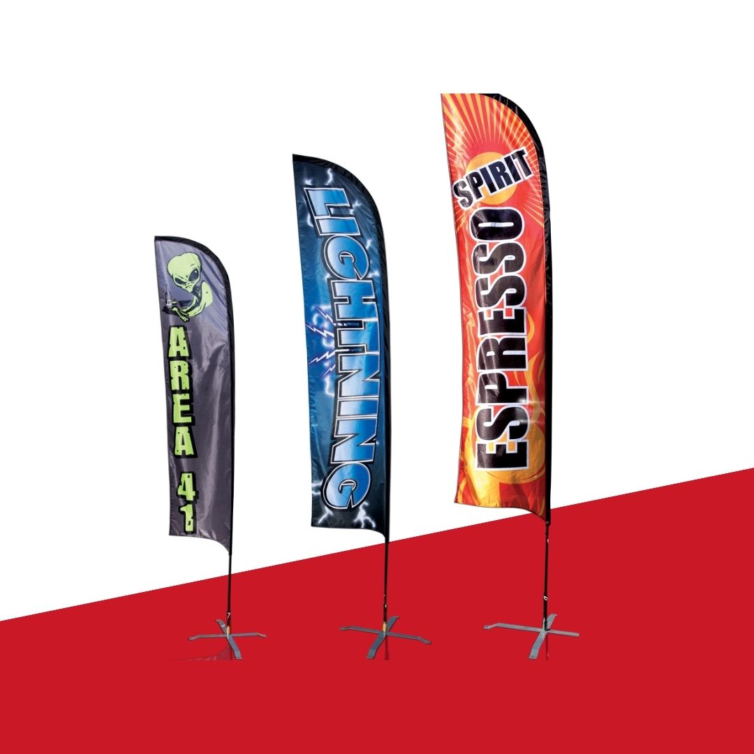 1 Curve Top Flag, 200 x 85 cm, Pole 2m, Taffeta Satin