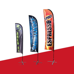 1 Curve Top Flag, 200 x 85 cm, Pole 2m, Taffeta Satin