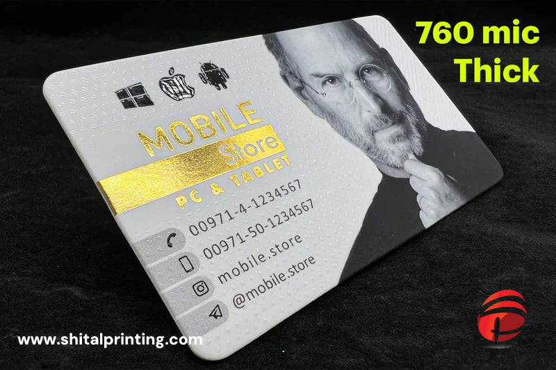 500 Business Cards, Rounded Corner Gold Foil Spot UV Velvet Laminated 760 mic - Thick