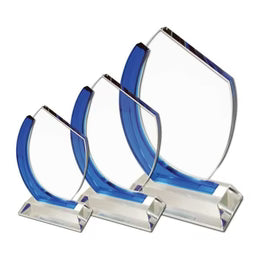 8 Crystal Awards with Blue Design on the side