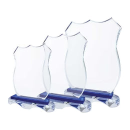 50 Crystal Awards with Blue Base and Box - Small