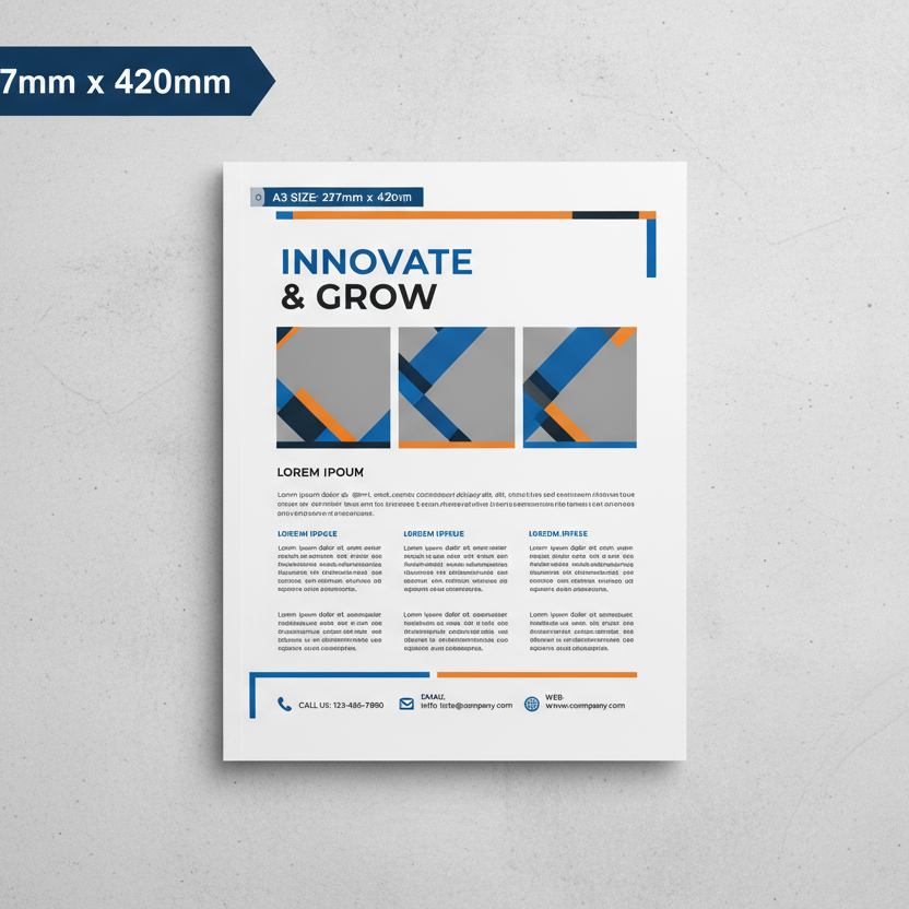A3 Flyer mockup with content and size