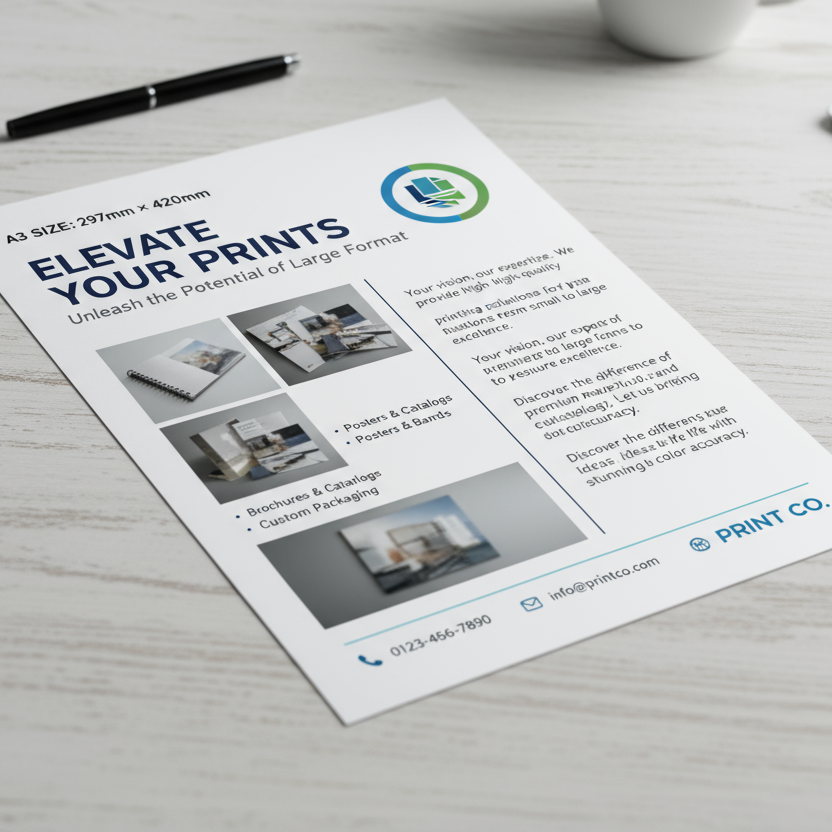 A3 Flyer Mockup with content And size