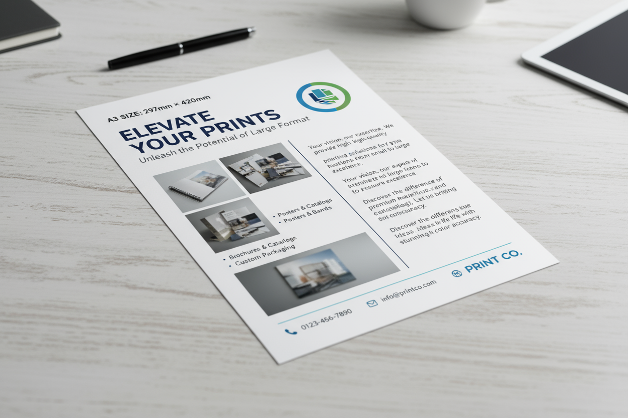 A3 Flyer Mockup with content And size