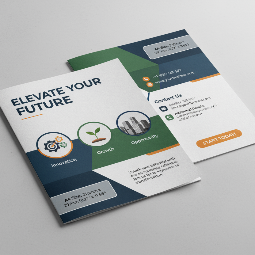 A4 double side Flyer mockup with content with size