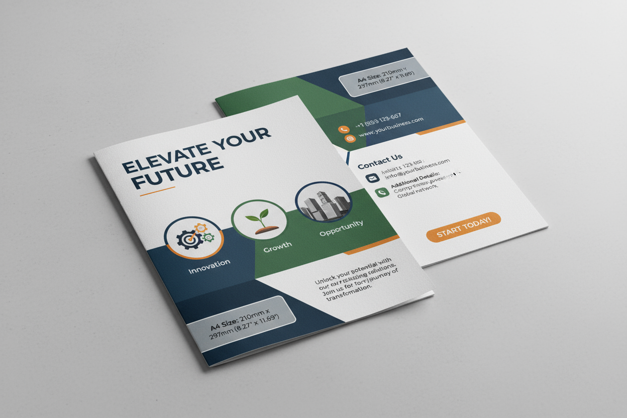 A4 double side Flyer mockup with content with size