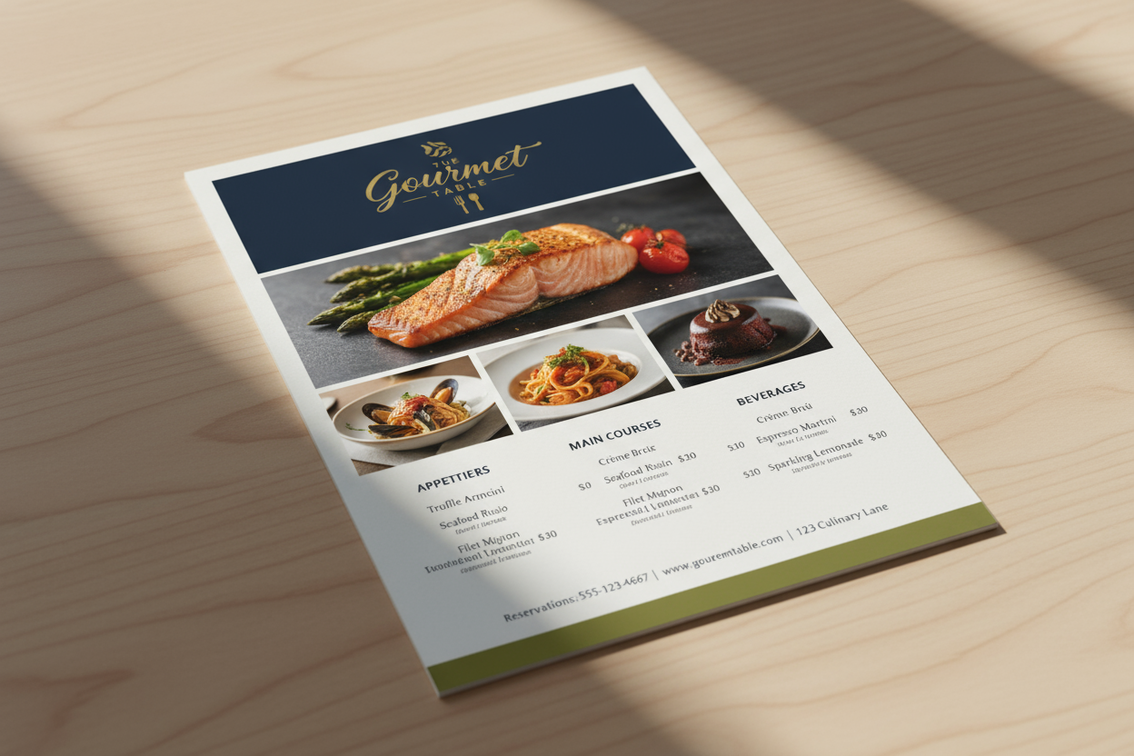 A4 Flyer mockup of restaurant flyer