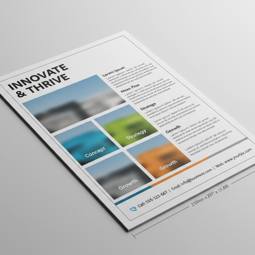 A4 flyer mockup with content and size