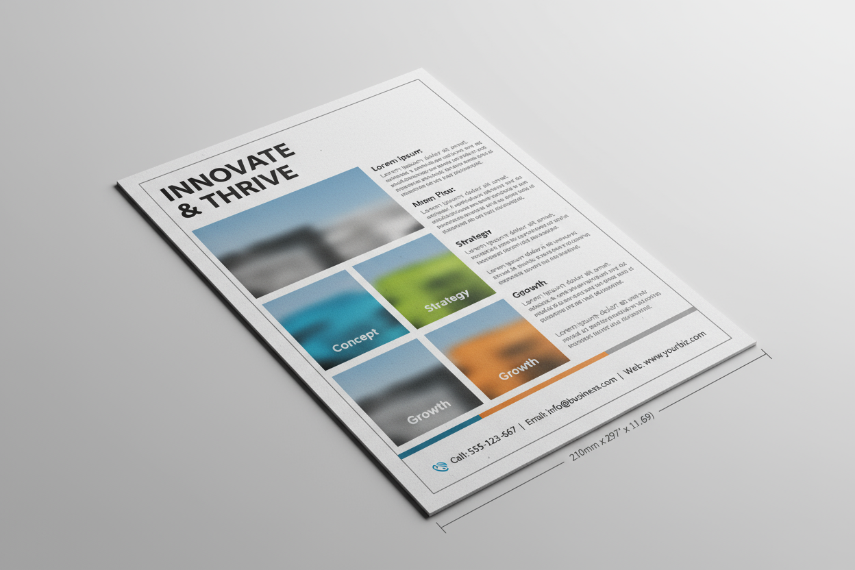 A4 flyer mockup with content and size
