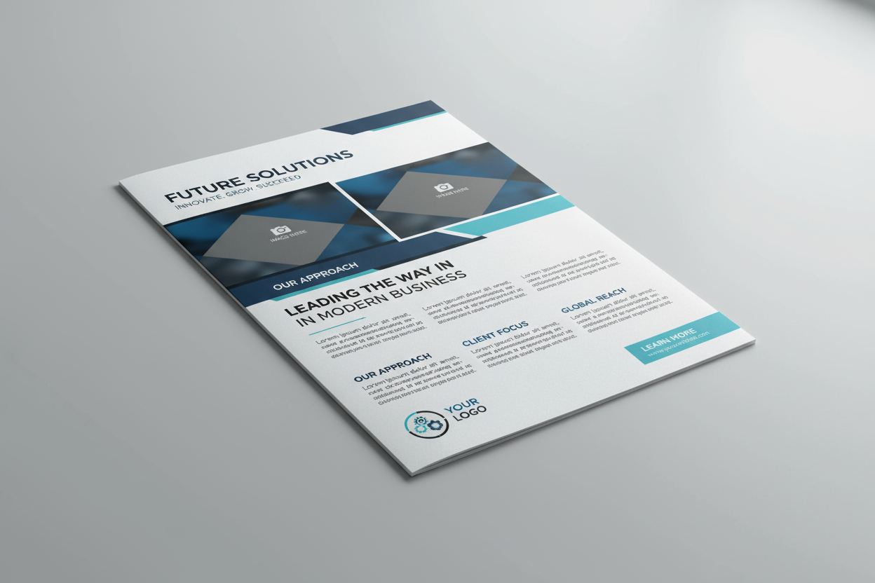 A4 flyer mockup with dummy content