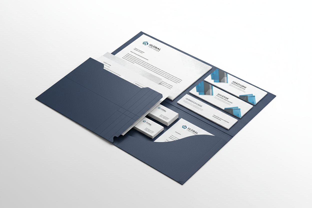 A4 Folder with pocket mockup with content