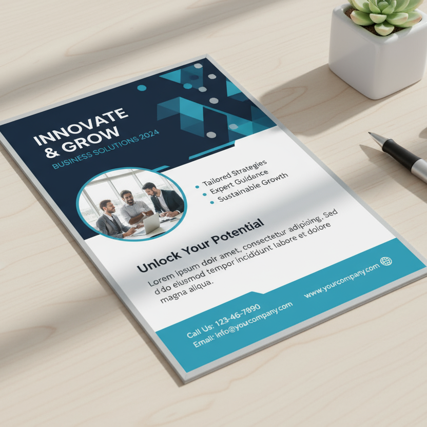 A6 flyer mockup with content 