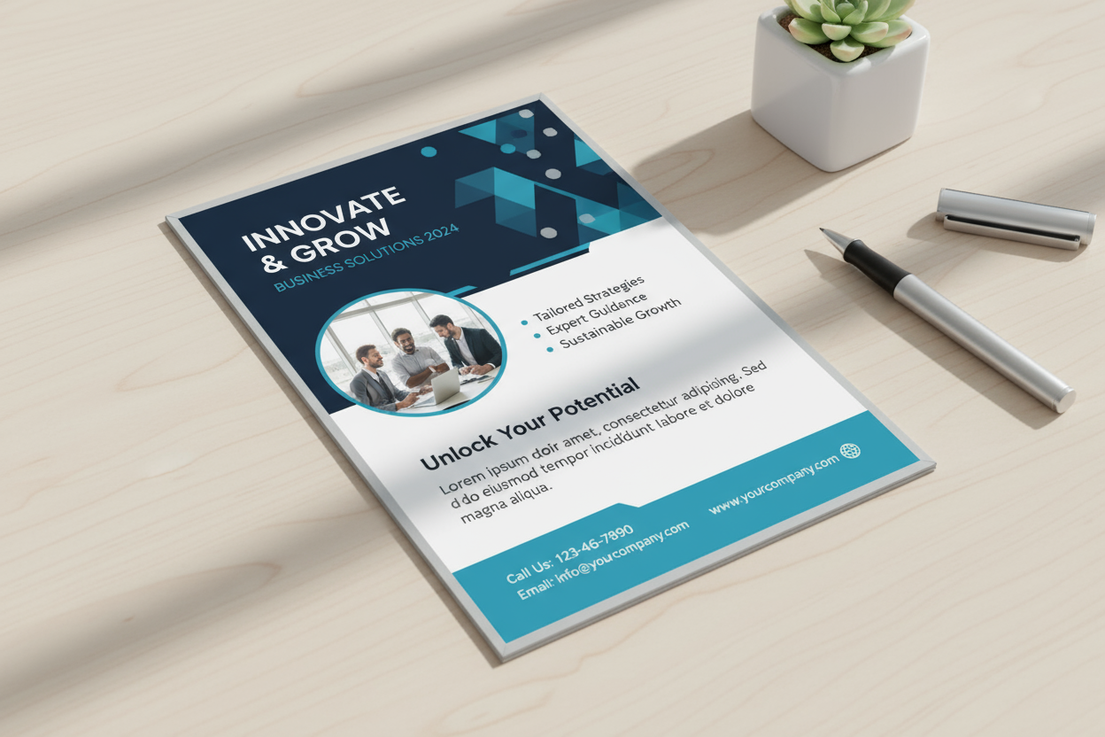 A6 flyer mockup with content 