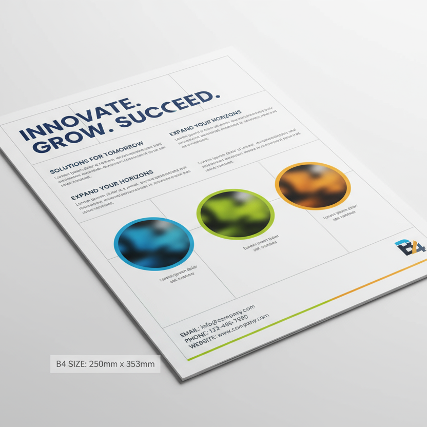 B4 Flyer mockup with content and size 