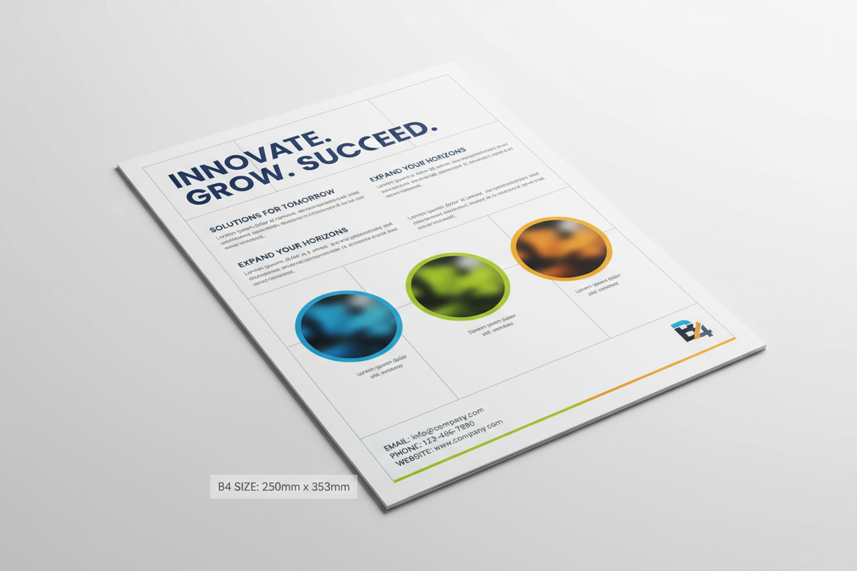 B4 Flyer mockup with content and size 