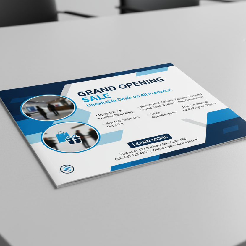 B4 Flyer mockup with content