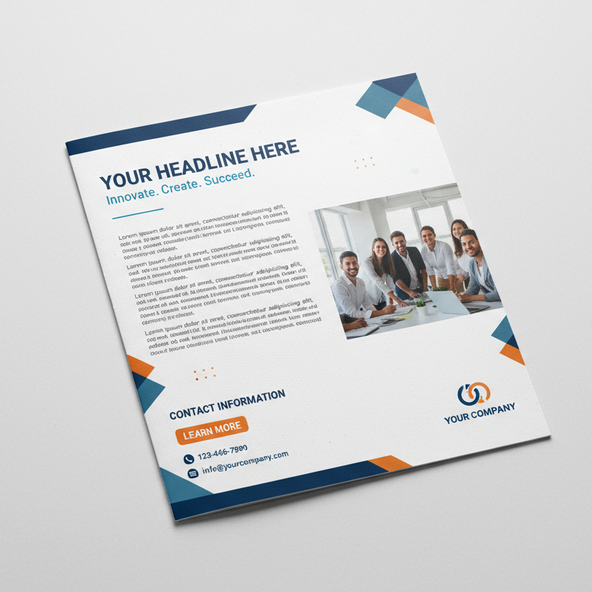 B4 Landscape flyer mockup with dummy content