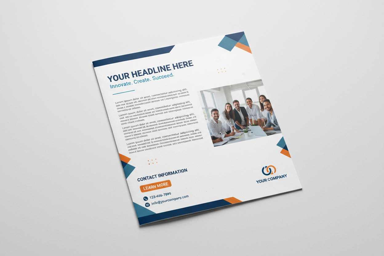 B4 Landscape flyer mockup with dummy content