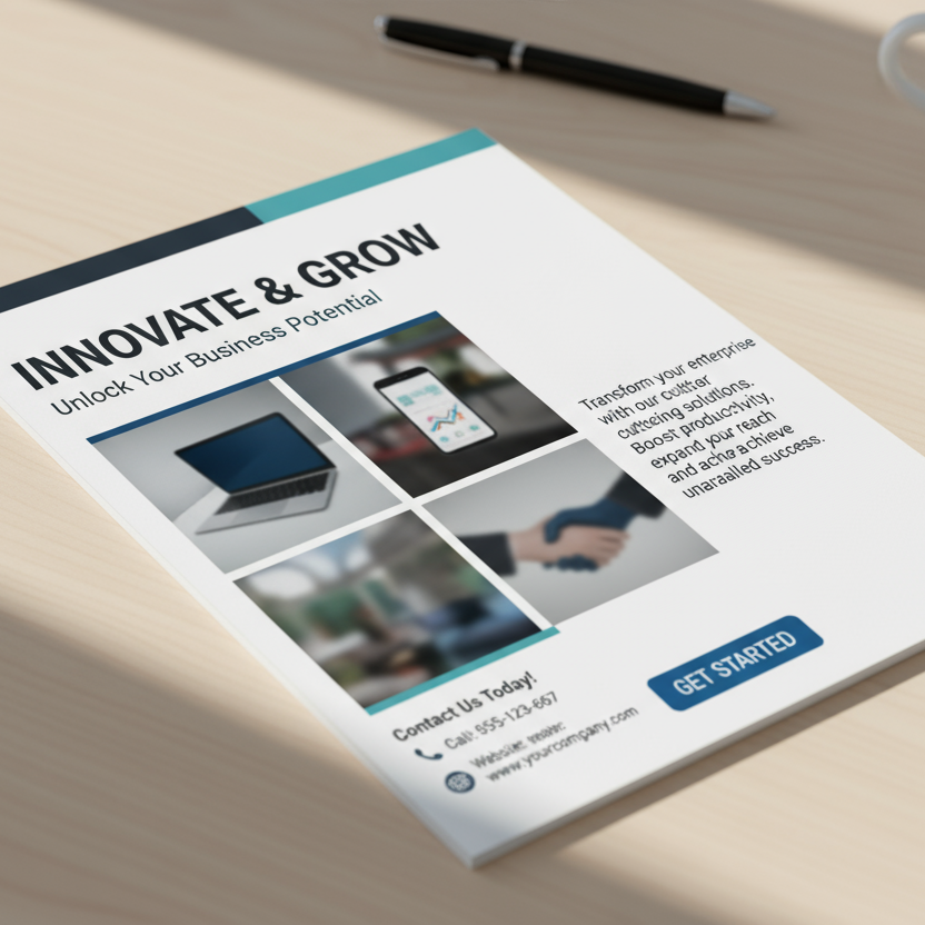 B5 flyer mockup with content