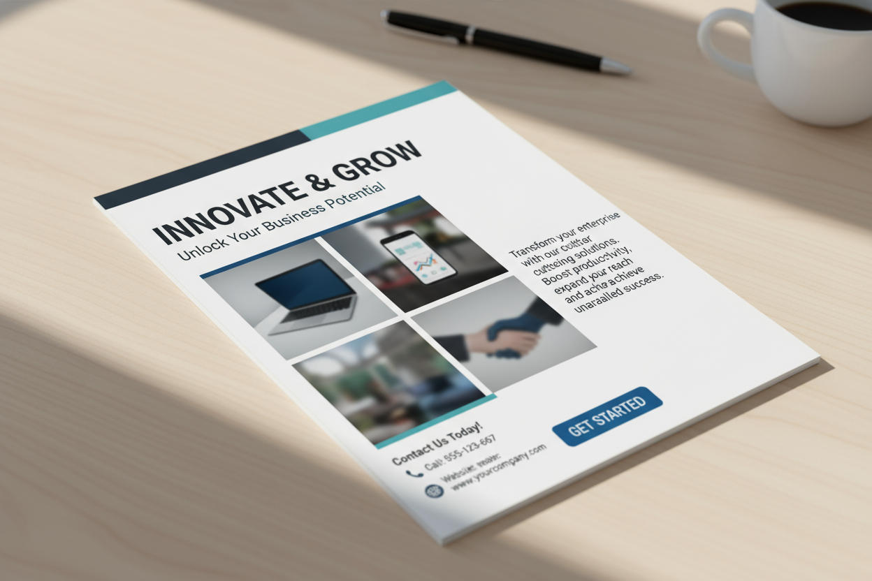 B5 flyer mockup with content