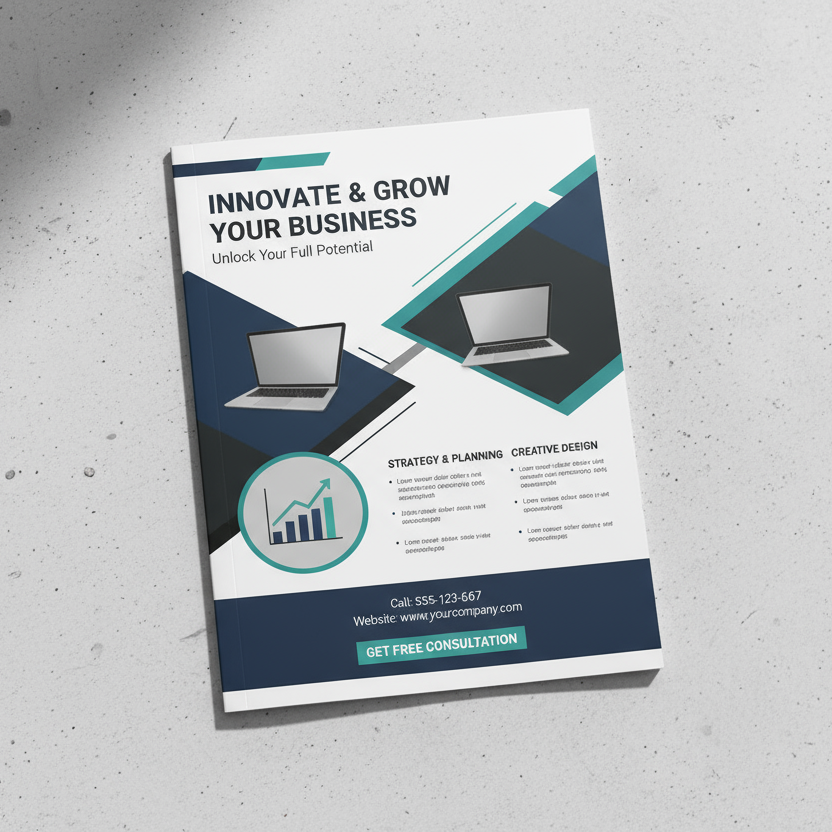 B5 flyer mockup with content