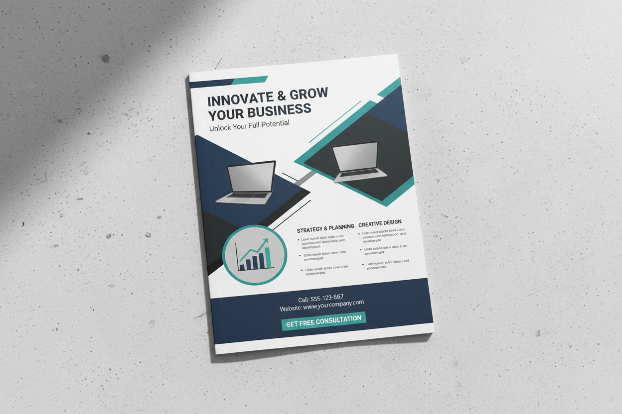 B5 flyer mockup with content