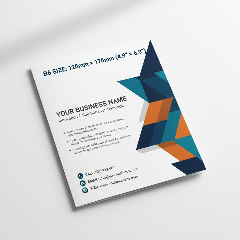B6 Flyer Mockup with content and size