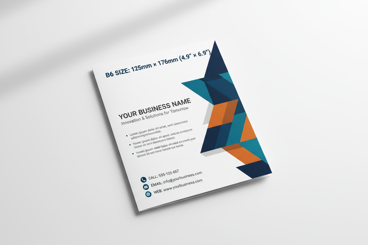 B6 Flyer Mockup with content and size