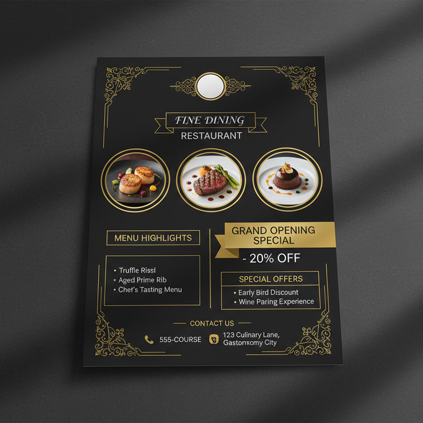 DL Restaurant Flyer Mockup with content and size